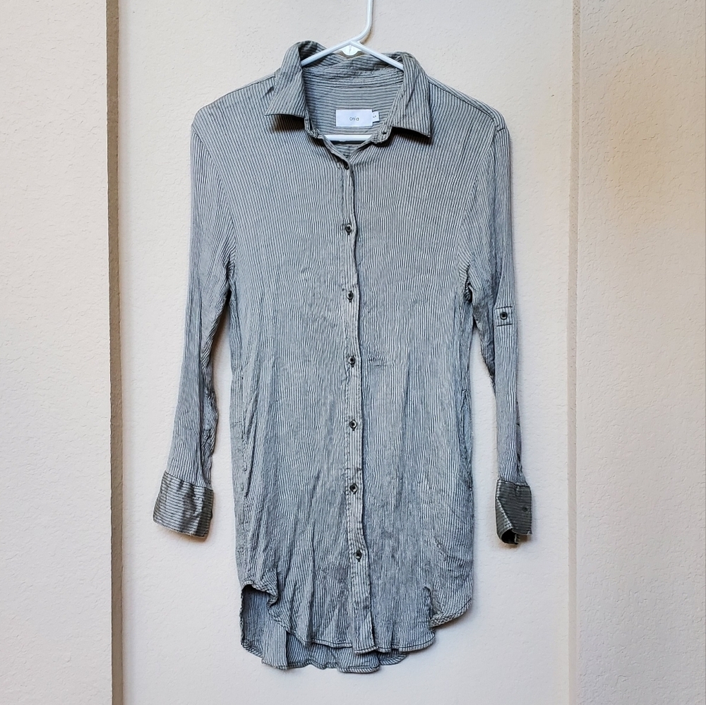 Onia L/S Button Up Dress with Tab Sleeves. Size Small